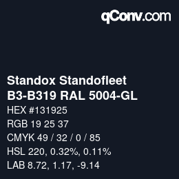 Farbcode: Standox Standofleet - B3-B319 RAL 5004-GL | qconv.com