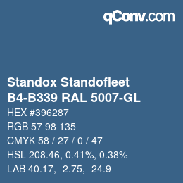 Código de color: Standox Standofleet - B4-B339 RAL 5007-GL | qconv.com