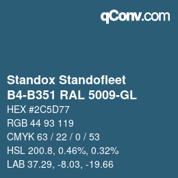 Código de color: Standox Standofleet - B4-B351 RAL 5009-GL | qconv.com