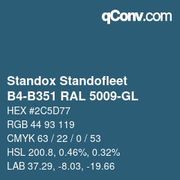 Code couleur: Standox Standofleet - B4-B351 RAL 5009-GL | qconv.com