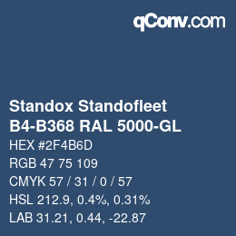 Color code: Standox Standofleet - B4-B368 RAL 5000-GL | qconv.com