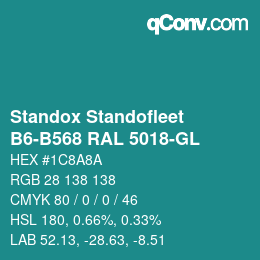 Farbcode: Standox Standofleet - B6-B568 RAL 5018-GL | qconv.com