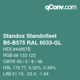 颜色代码: Standox Standofleet - B6-B575 RAL 6033-GL | qconv.com