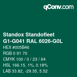 Farbcode: Standox Standofleet - G1-G041 RAL 6026-G0L | qconv.com