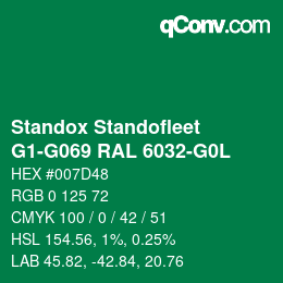 Código de color: Standox Standofleet - G1-G069 RAL 6032-G0L | qconv.com