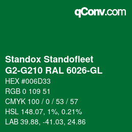 Farbcode: Standox Standofleet - G2-G210 RAL 6026-GL | qconv.com