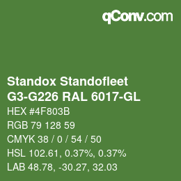 Code couleur: Standox Standofleet - G3-G226 RAL 6017-GL | qconv.com
