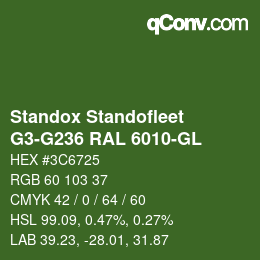 Color code: Standox Standofleet - G3-G236 RAL 6010-GL | qconv.com
