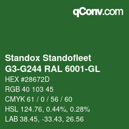 Color code: Standox Standofleet - G3-G244 RAL 6001-GL | qconv.com