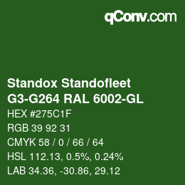 Color code: Standox Standofleet - G3-G264 RAL 6002-GL | qconv.com