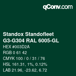 Color code: Standox Standofleet - G3-G304 RAL 6005-GL | qconv.com