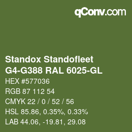 Color code: Standox Standofleet - G4-G388 RAL 6025-GL | qconv.com