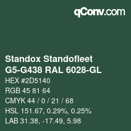 Color code: Standox Standofleet - G5-G438 RAL 6028-GL | qconv.com