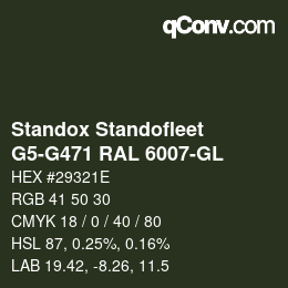 Color code: Standox Standofleet - G5-G471 RAL 6007-GL | qconv.com