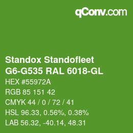 Color code: Standox Standofleet - G6-G535 RAL 6018-GL | qconv.com