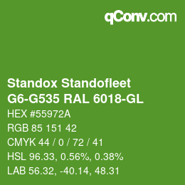 Color code: Standox Standofleet - G6-G535 RAL 6018-GL | qconv.com