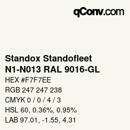 Color code: Standox Standofleet - N1-N013 RAL 9016-GL | qconv.com