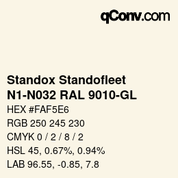 Color code: Standox Standofleet - N1-N032 RAL 9010-GL | qconv.com