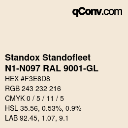 Color code: Standox Standofleet - N1-N097 RAL 9001-GL | qconv.com