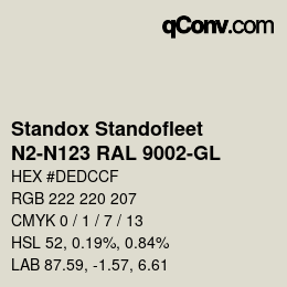 Color code: Standox Standofleet - N2-N123 RAL 9002-GL | qconv.com