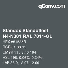 Color code: Standox Standofleet - N4-N301 RAL 7011-GL | qconv.com
