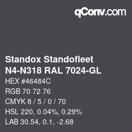 Color code: Standox Standofleet - N4-N318 RAL 7024-GL | qconv.com