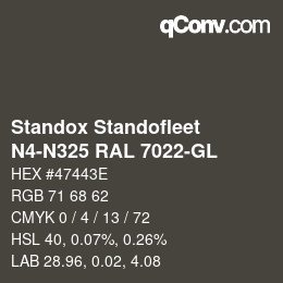 Color code: Standox Standofleet - N4-N325 RAL 7022-GL | qconv.com