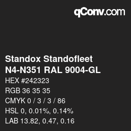 Farbcode: Standox Standofleet - N4-N351 RAL 9004-GL | qconv.com