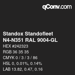 Color code: Standox Standofleet - N4-N351 RAL 9004-GL | qconv.com