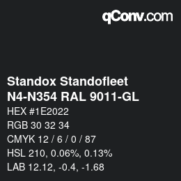 Código de color: Standox Standofleet - N4-N354 RAL 9011-GL | qconv.com