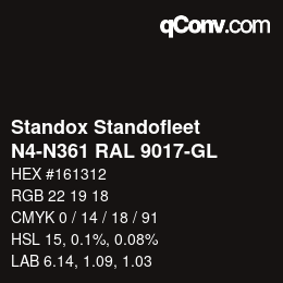 Farbcode: Standox Standofleet - N4-N361 RAL 9017-GL | qconv.com