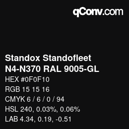 Código de color: Standox Standofleet - N4-N370 RAL 9005-GL | qconv.com