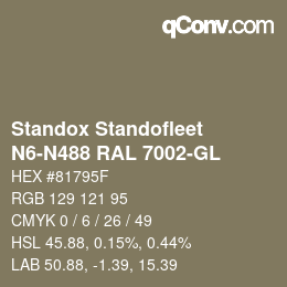 Color code: Standox Standofleet - N6-N488 RAL 7002-GL | qconv.com