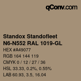 Color code: Standox Standofleet - N6-N552 RAL 1019-GL | qconv.com