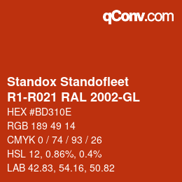 Color code: Standox Standofleet - R1-R021 RAL 2002-GL | qconv.com