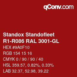 Color code: Standox Standofleet - R1-R086 RAL 3001-GL | qconv.com