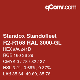 Color code: Standox Standofleet - R2-R168 RAL 3000-GL | qconv.com