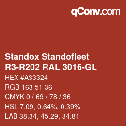 Farbcode: Standox Standofleet - R3-R202 RAL 3016-GL | qconv.com