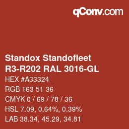 Código de color: Standox Standofleet - R3-R202 RAL 3016-GL | qconv.com