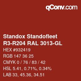 Color code: Standox Standofleet - R3-R204 RAL 3013-GL | qconv.com