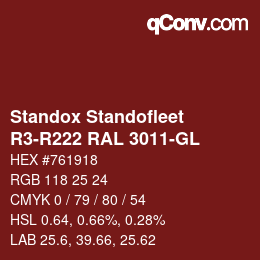 Color code: Standox Standofleet - R3-R222 RAL 3011-GL | qconv.com