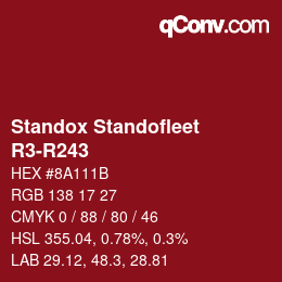 颜色代码: Standox Standofleet - R3-R243 | qconv.com