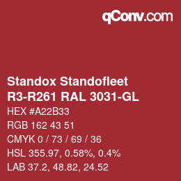 Color code: Standox Standofleet - R3-R261 RAL 3031-GL | qconv.com