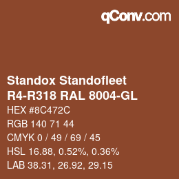 Color code: Standox Standofleet - R4-R318 RAL 8004-GL | qconv.com