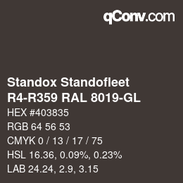 カラーコード: Standox Standofleet - R4-R359 RAL 8019-GL | qconv.com