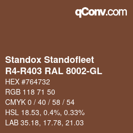 Code couleur: Standox Standofleet - R4-R403 RAL 8002-GL | qconv.com