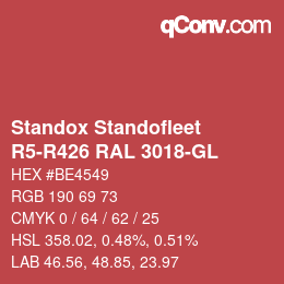 Color code: Standox Standofleet - R5-R426 RAL 3018-GL | qconv.com