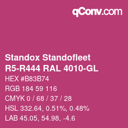 Code couleur: Standox Standofleet - R5-R444 RAL 4010-GL | qconv.com