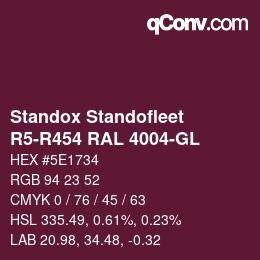 Color code: Standox Standofleet - R5-R454 RAL 4004-GL | qconv.com