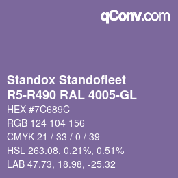 Code couleur: Standox Standofleet - R5-R490 RAL 4005-GL | qconv.com